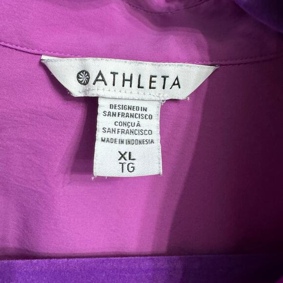 ATHLETA Oversized Poplin Top Jazzy Purple Shirt Performance Relax Women's XL - Picture 10 of 11